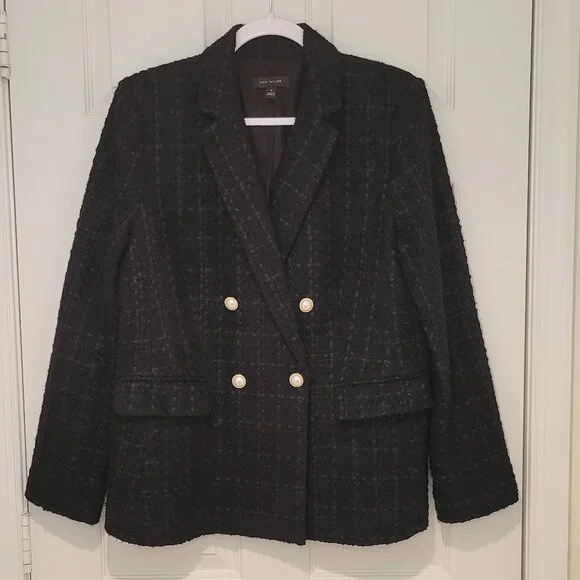 ANN TAYLOR TWEED DOUBLE-BREADTED BLAZER SZ 10 - Picture 1 of 14